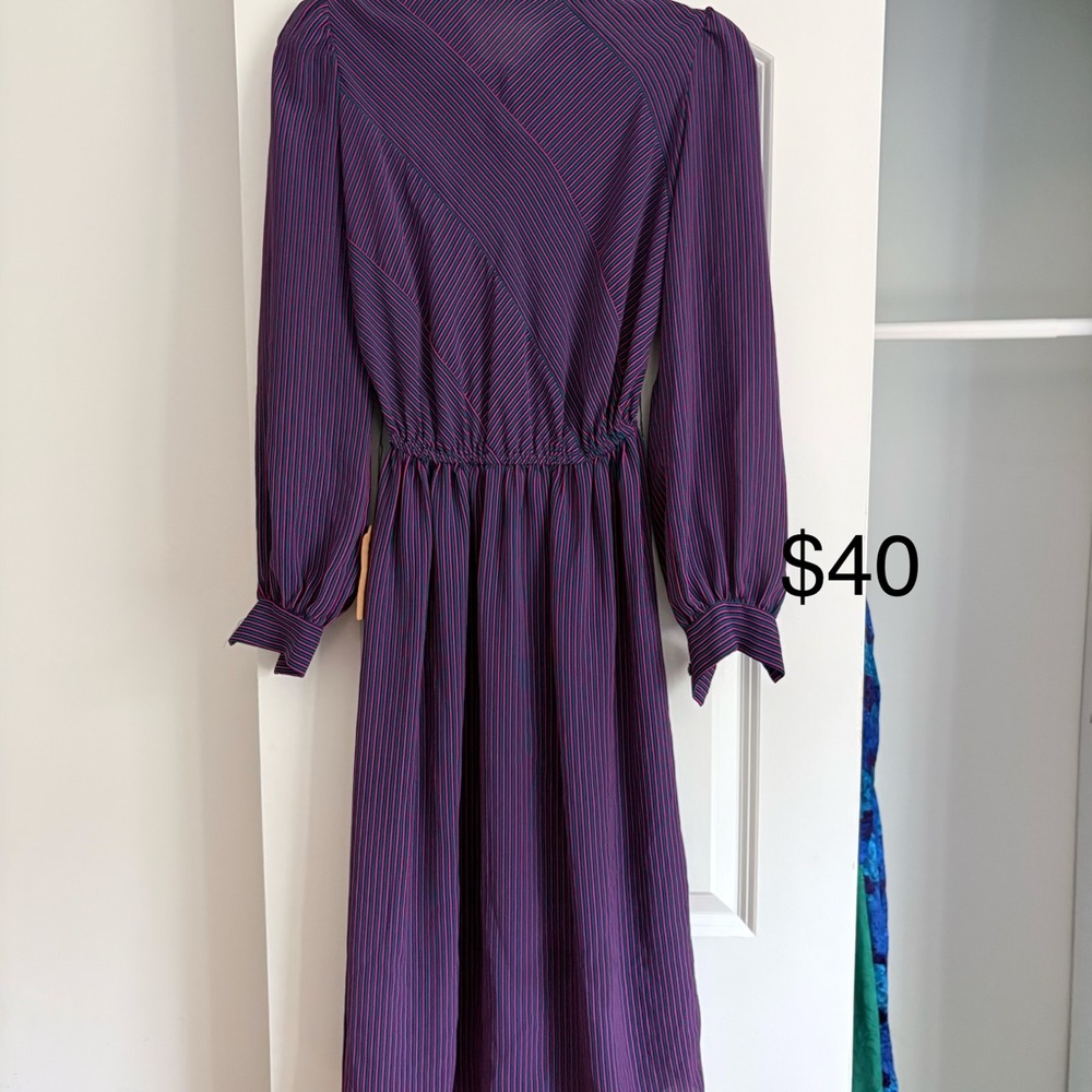 Elegant Purple Striped Dress